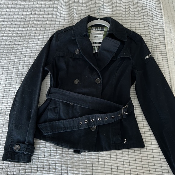 Short Trench coat Aeropostale size M blue navy - Picture 5 of 5